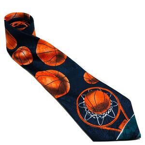 Basketball Tie Blue March Madness Orange Ball Necktie FloRence & K Sports Fan